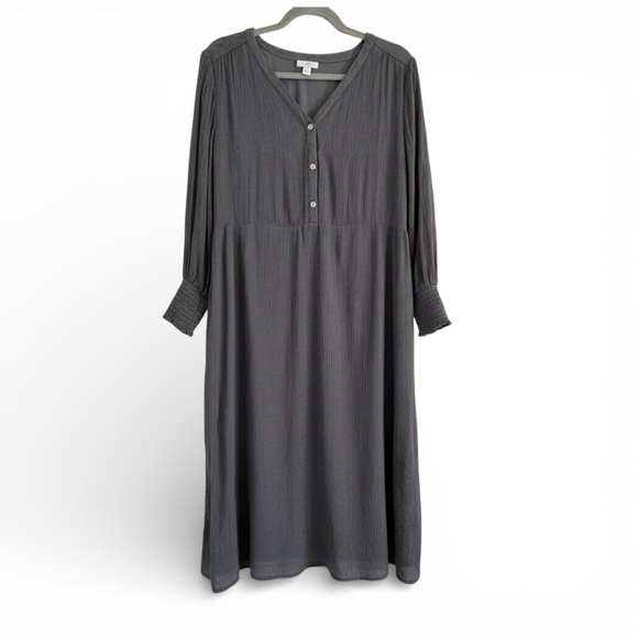 J. Jill Charcoal Textured Pattern Dressy Midi Dress M - Picture 3 of 14